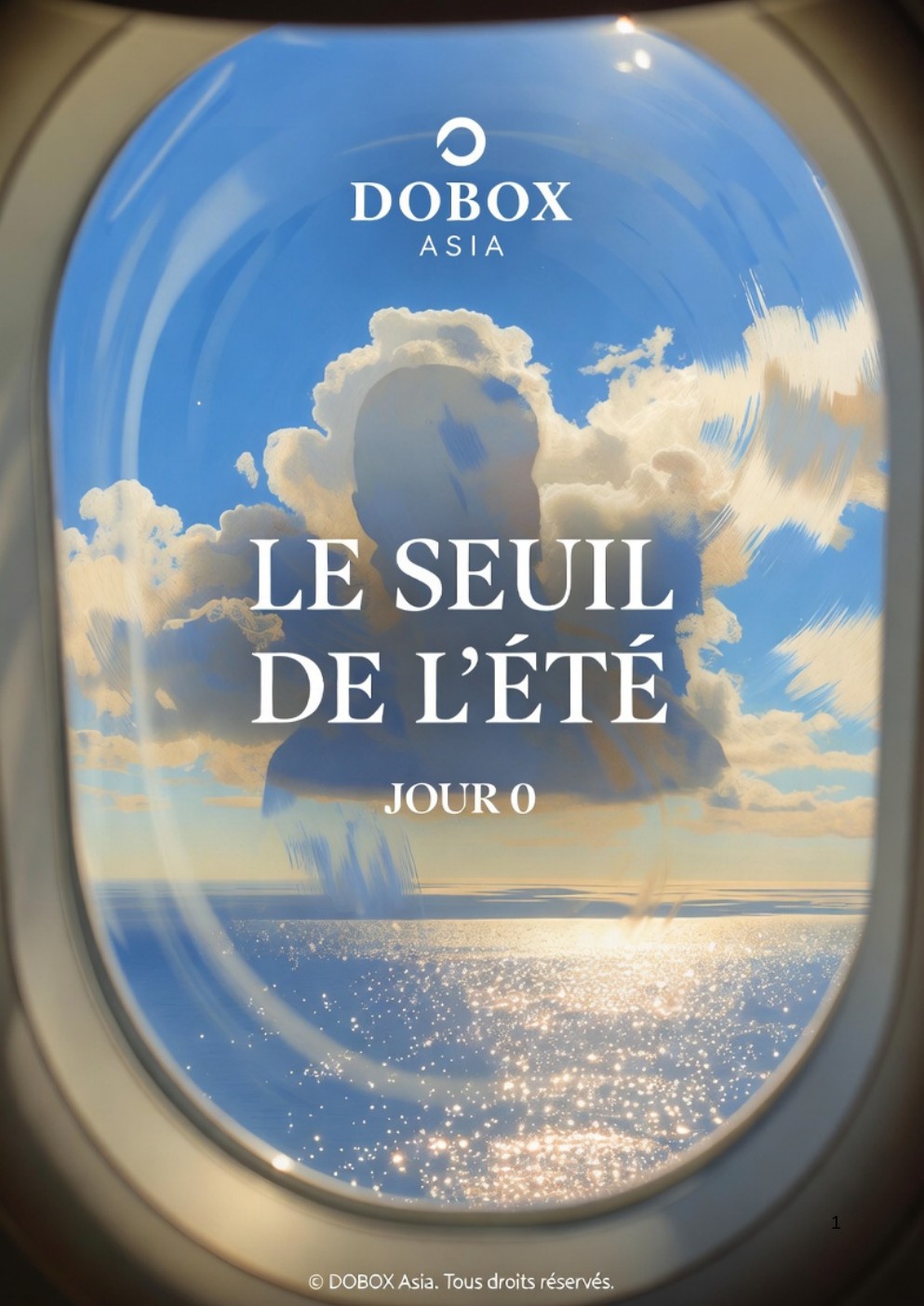 Vue lumineuse depuis un hublot d'avion au-dessus de la mer