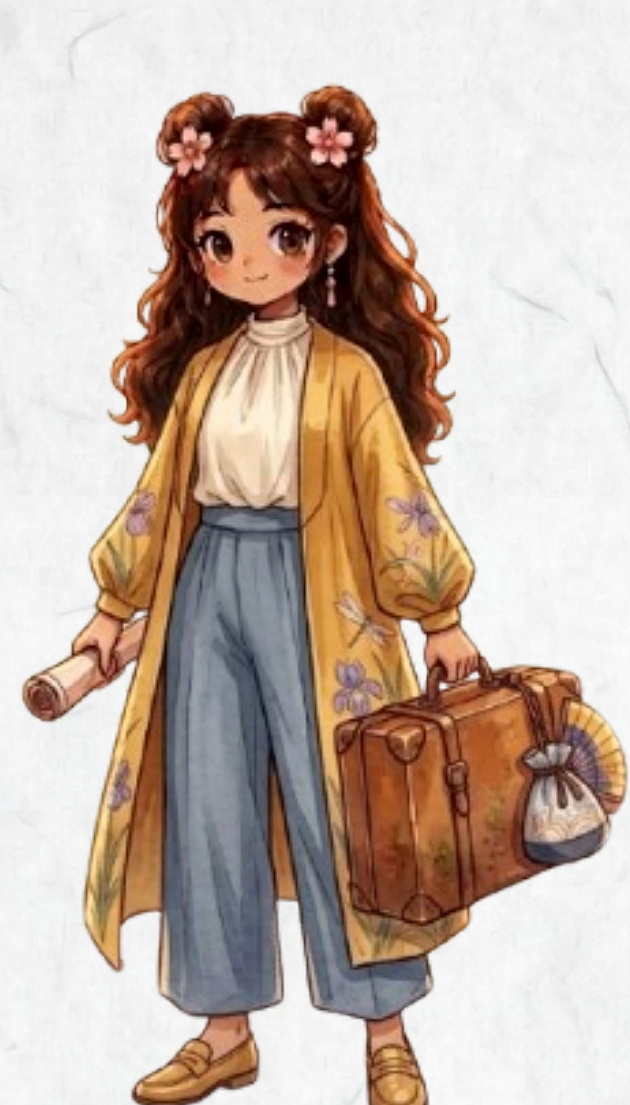 Mei avec une valise