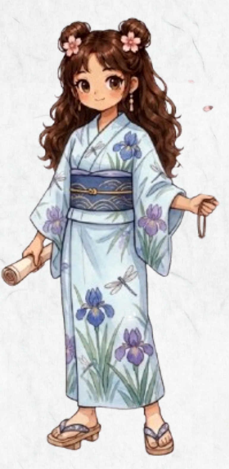 Mei en yukata bleu
